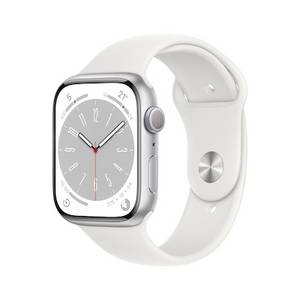 Apple Watch Series 8 GPS 45mm Aluminium Silber Sportarmband Weiß 