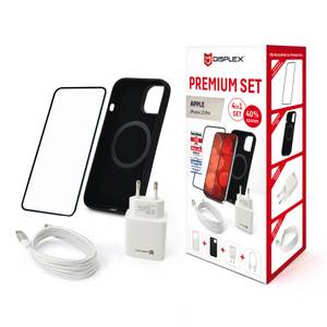 Displex Displayschutzglas »Premium Set 4in1«, für Apple iPhone 15 Pro, (Set, 4 St., bestehend aus Displayschutz, Case, Kabel, Netzteil) 