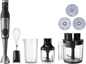  PHILIPS HR2685/00 5000 Series Edelstahlklinge, variable Geschwindigkeit, Stabmixer Schwarz/Edelstahl (1200 Watt) 