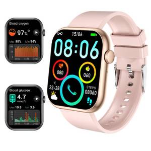 LQWELL Smartwatch Sportuhr für Damen Herren Smartwatch (5.08 cm/2.0 Zoll Full-Touch Zoll) IP68 Wasserdichte Fitnessuhr, mit Herzfrequenzmesser, Schlafmonitor, Schrittzähler, mit Bluetooth-Anrufen für iOS Android 