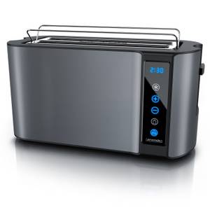 Arendo Toaster, 2 lange Schlitze, für 4 Scheiben, 1500 W, Langschlitz, Brötchenaufsatz, Wärmeisoliertes Gehäuse, Display, Touch 