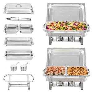 VEVOR Speisenwärmer 2 Stk. Chafing Dish Profi Set Wärmebehälter Edelstahl...