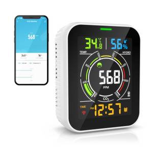Brandson Raumluft-Qualitätssensor CO2-Messgerät, Luftqualitätsprüfer WLAN, App, 