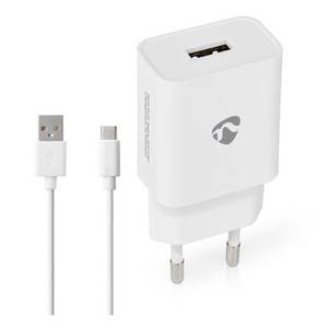 Nedis Netzladegerät 12 W 1x 2.4 A A - Anzahl der Ausgänge: 1, USB-A, USB Type-C™ (Lose) Kabel, Single Voltage Output, weiß 