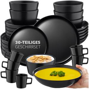 Tectake Geschirr-Set Geschirrset (30-tlg), 6 Personen, Steingut, für 6 Personen 