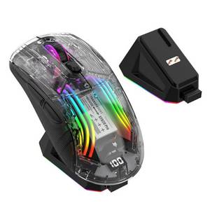 Powerwill Transparente Gaming-Maus, 3 Modi, kabellos, RGB Gaming-Maus (USB, 4000dpi,Transparente, 7 Tasten) 