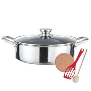 KESSMANN Kasserolle Edelstahl Schmorpfanne 28cm m. Deckel 5tlg Kasserolle Pfanne Induktion, Edelstahl (Wabenstruktur Edelstahlpfanne für Induktionsherd hohe Beständigkeit Backofenfest kratzfest hoher Rand Antihaftbeschichtet ohne Fett / Öl braten Fanne br 