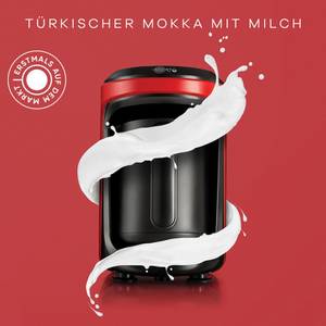 Karaca Espressomaschine  Hatır Hups Türkische Kaffeemaschine Für 5 Personen, Rot, Milcherhitzung Maschine, Kaffeevollautomat, Türkischer Mokka mit Milch, Heisse Schokolade, Instantkaffee mit Milch, Milch erwarmen 