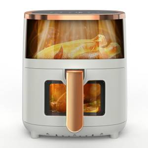 Oyajia Heißluftfritteuse Heißluftfritteuse AF-015A XL mit Sichtfenster, 1800,00 W, Fritteuse ohne Öl, 5L, digitales Bedienfeld, 8 Automatikprogramme 
