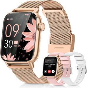 BANLVS Damen Smartwatch mit Telefonfunktion(Anrufe tätigen/empfangen) Smartwatch (4.69 cm/1,85 Zoll, HD Voll Touchscreen) Fitnessuhr Damen, mit SpO2, Herzfrequenz, Schlafmonitor, Menstruationszyklus, IP68 wasserdichte Sportuhr für iOS und Android 