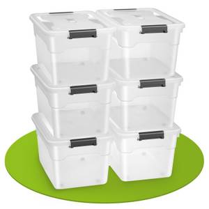 Juskys Aufbewahrungsbox mit Deckel - 6er Set Kunststoff Boxen 60l - Box stapelbar, transparent 