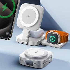  LISEN 3 in 1 Ladestation für Apple Watch Und iPhone Mehrere Geräte Magsafe Ladestation,Reisen Wireless Charger für iPhone Magsafe Stand Tragbar iPhone Apple Ladestation Fit Apple Watch Airpods 