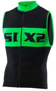 SIX2 Luxury Sleeveless Bike Jersey Black / Green Radtrikot kurzarm