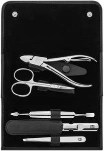 Zwilling Classic Inox Druckknopf-Etui Rindleder schwarz (5-tlg.) Maniküre-Set