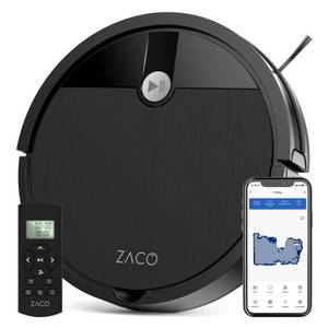 ZACO Saugroboter V4 Max, 30,00 W, beutellos, 3000Pa, Saugroboter ohne wischen, für Tierhaare & Teppich, App, Alexa 