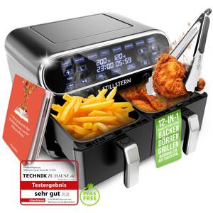 Stillstern Heißluftfritteuse Duo-Fry 12-in-1 Heißluftfritteuse, Backofen, Dörrautomat, Grill, Warmhalten&Auftauen 