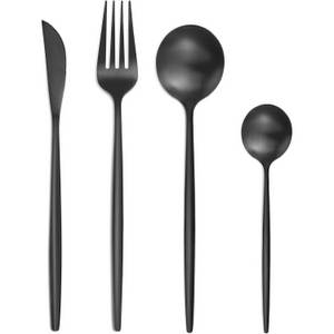 LuxusKollektion Kochbesteck-Set Besteckset 6 Personen Edelstahl schwarz 24 teilig 24 Teilig-schwarz 