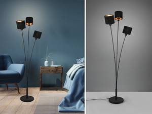 Trio-Leuchten Trio Stehleuchte TOMMMY 3 flammig Metall, Stoffschirm Schwarz Gold, Höhe 150cm Stehlampe