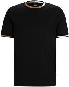 Hugo Boss T-Shirt aus merzerisierter Baumwolle mit Signature-Streifen-Akzenten (50513364) schwarz Herren-T-Shirt