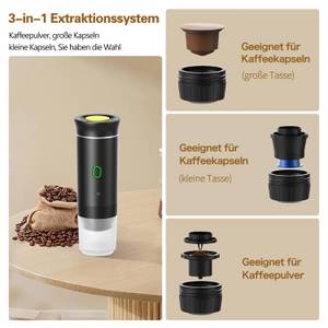 CkeyiN Reisekaffeemaschine Espressomaschine 12V Auto kleine Reise-Kaffeemaschine, 0.12l Kaffeekanne, USB-C-Laden, Camping-Kaffeemaschine 3 in 1 