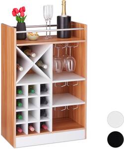 Relaxdays Weinregal mit Glashalter, 22 Flaschen, freistehend, Wein und Sekt, Hausbar HxBxT: 96 x 63 x 35 cm, braun Weinflaschenregal