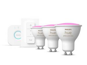 Philips Hue WACA-Lampe GU10 Starter Set, 3x Glühbirne + Bridge + Dimmschalter