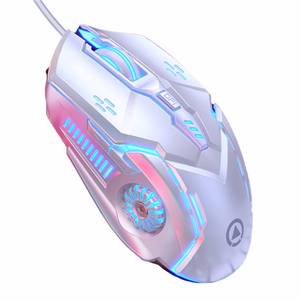 SIERGA Mechanische Maus, Gaming-Maus, kabelgebundene Maus, 6-Tasten Gaming-Maus (kabelgebunden, 7-farbig beleuchtete mechanische Gaming-Maus, stumm/stumm) 