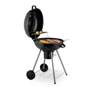 Relaxdays Holzkohlegrill XXL Kugelgrill mit Rädern 