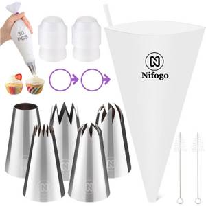 LuxusKollektion Kochbesteck-Set Spritzbeutel Spritztüllen Edelstahl 304 Baumwolle B 42 Extra Große 