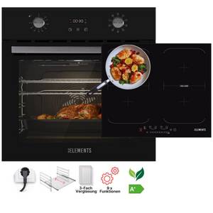 KB Elements Induktions Herd-Set ELK70EV1/ELK104PF, mit 1-fach-Teleskopauszug, Backofen mit 3-fach Verglasung, Induktionskochfeld mit Flexzone 