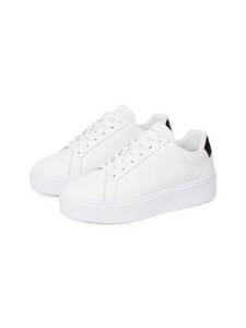 Tommy Hilfiger Plateausneaker »TH PLATFORM COURT SNEAKER«, Freizeitschuh, Halbschuh, Schnürschuh, Kontrastbesatz an der Ferse 