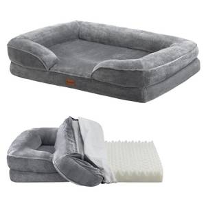 Juskys Hundebett Sheena L - 89 x 63 cm - orthopädisch & flauschig - Bezug abnehmbar & waschbar 