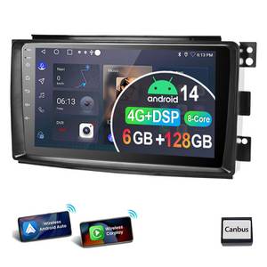 ESSGOO Für Smart Fortwo 451 2005-2010 Android 14 Autoradio (Digitalradio (DAB), FM, RDS, 6+128GB) 