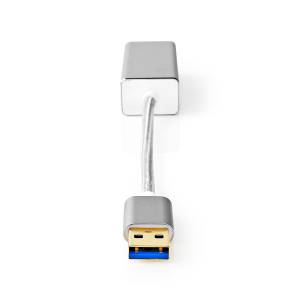 Nedis USB-Adapter | USB 3.2 Gen 1 | USB-A Stecker | RJ45 Buchse 1 Gbps | 0.20 m | rund | Vergoldet | Geflochten / Nylon | Silber | Verpackung mit Sich 