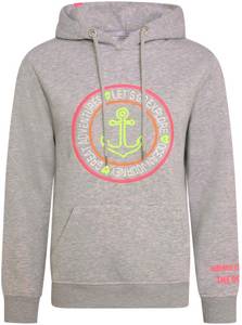 Zwillingsherz Kapuzensweatshirt, mit Ankeraufstick und neonfarbenen Details 