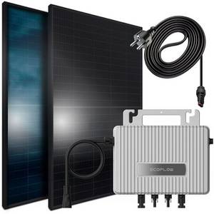 SUNNIVA Balkonkraftwerk 1118/800W 2 x 430Wp Module + EcoFlow PowerStream 800W + Schuko-Kabel 5m Balkonkraftwerk