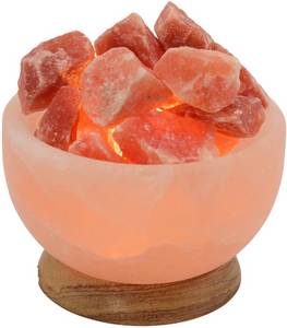 HIMALAYA SALT DREAMS Salzkristall-Tischlampe Salzkristallschale, E14, 1 St., Warmweiß, Handgefertigt aus Salzkristall - jeder Stein ein Unikat, H: ca.15 cm 