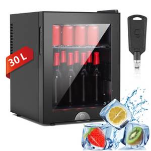 kehot Kühlbox Table Top Kühlschrank 30L, Hausbar Minikühlschrank ohne Gefrierfach Getränkekühlschrank Glastür 