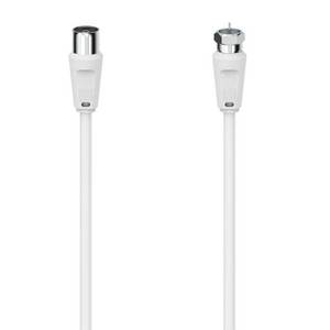Hama SAT-Anschlusskabel F-Stecker - Koax-Kupplung, 3,0 m, 90 dB, weiß 
