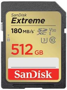 Sandisk Extreme SDXC 180MB/s U3 V30 512GB SD Karte