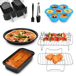 BlingBin Küchenmaschinen Zubehör-Set 7 Stück Dual Zone Heißluftfritteusen Zubehör für Ninja Foodi AF300EU, Zubehör für für Ninja Foodi AF300EU, AF400EU (7,6-9,5L), Airfryer Zubehör für Profi Cook, Princess, Balter, Innsky, Emerio 