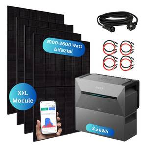 MyVoltaics Balkonkraftwerk 2000+ Watt + Anker Solarbank 2 Pro Speicher (3,2 kWh) Wechselrichter integriert 