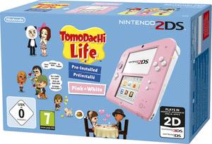 Nintendo 2DS rosa-weiß + Tomodachi Life 2DS Bundle