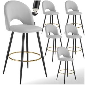 Tectake ® Barstuhl, in Samtoptik, gepolstert, pulverbeschichtete Stahlbeine, 49 x 58 x 110 cm, Belastbarkeit 120 kg 