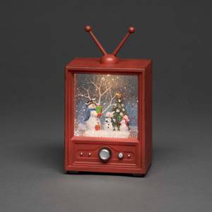 Konstsmide LED Fernseher mit 3 Schneemännern wassergefüllt (4373-000) Weihnachts-Schneekugel