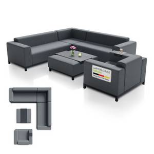 Juskys Premium Gartenmöbel Lounge Sorano - Designer Set mit Sofa, Sessel & Hocker - Stoff Anthrazit 