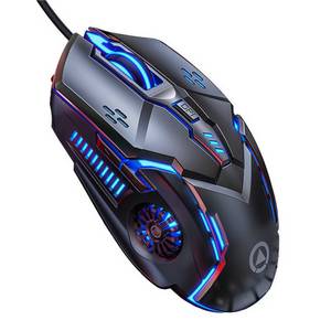 SIERGA Mechanische Maus, Gaming-Maus, kabelgebundene Maus, 6-Tasten Gaming-Maus (kabelgebunden, 7-farbig beleuchtete mechanische Gaming-Maus, stumm/stumm) 