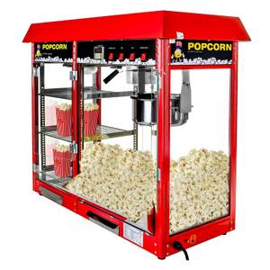 Royal Catering Popcornmaschine  Popcornmaschine mit beheizter Auslage - rot 