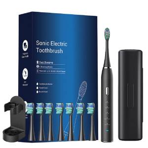 welikera Ultraschallzahnbürste Elektrische Zahnbürste,Ultraschall Zahnbürste,5 Modi, mit magnetischer Schwebe-Technologie,langlebiger Akku,schwarz 