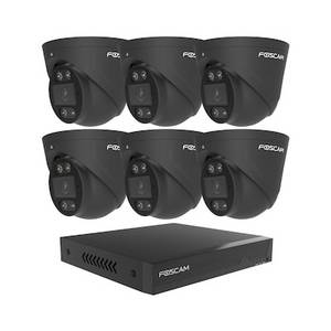 Foscam PoE NVR 24/7 Überwachungsset mit 6 Kameras Dome • Outdoor • 2TB lokaler Speicher 